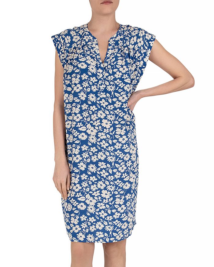 Gerard Darel Sicile Floral Print Sheath Dress In Blue