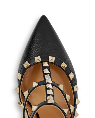 Women's Rockstud Cage Leather Pumps with Studs