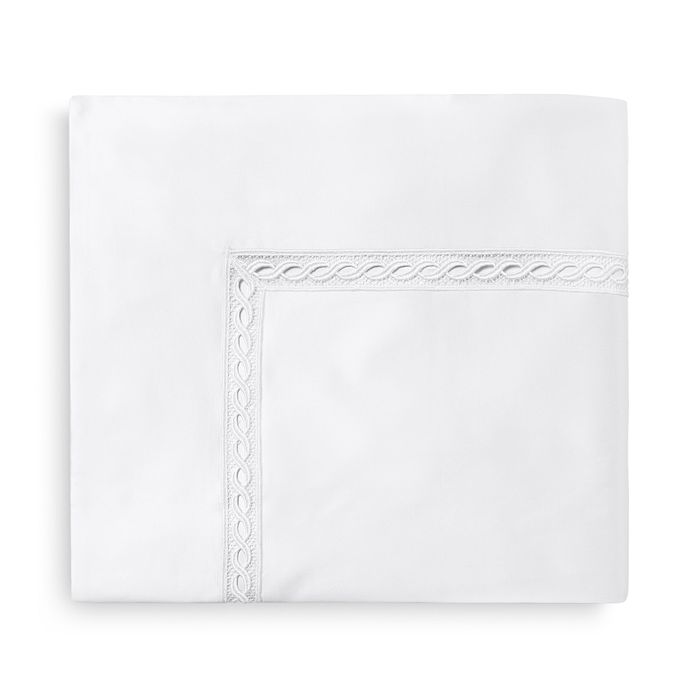 Sferra King 1,020 Thread Count Lace Sateen Flat Sheet In White