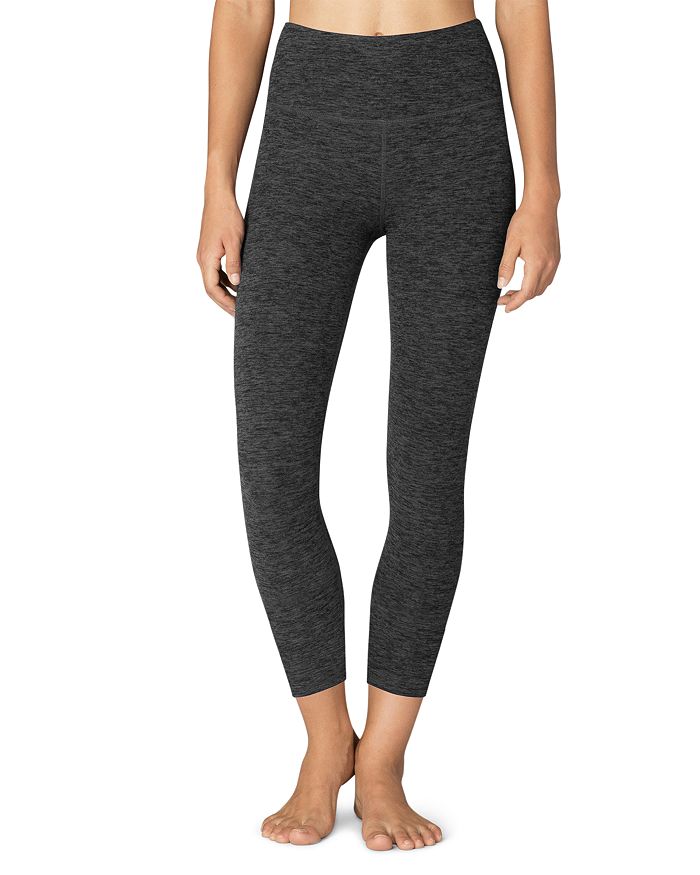 Beyond Yoga Spacedye Caught In The Midi High Waisted Legging In Black-charcoal
