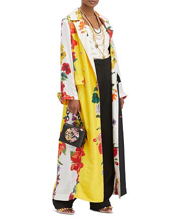 Oscar de la Renta - Floral Striped Silk Coat