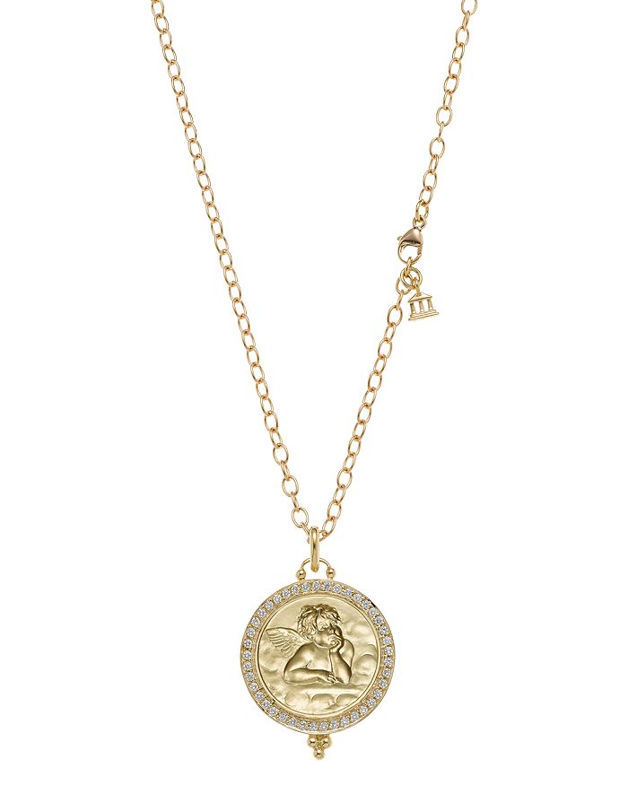 Temple St Clair 18k Gold 21mm Angel Pendant With Diamond Pave