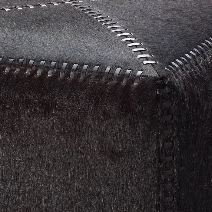Shop Jamie Young Company Small Ottoman In Dark Brown