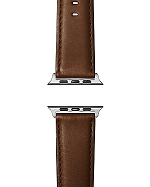 Shinola Aniline Leather Strap For Apple Watch, 24mm In Dark Nut Brown
