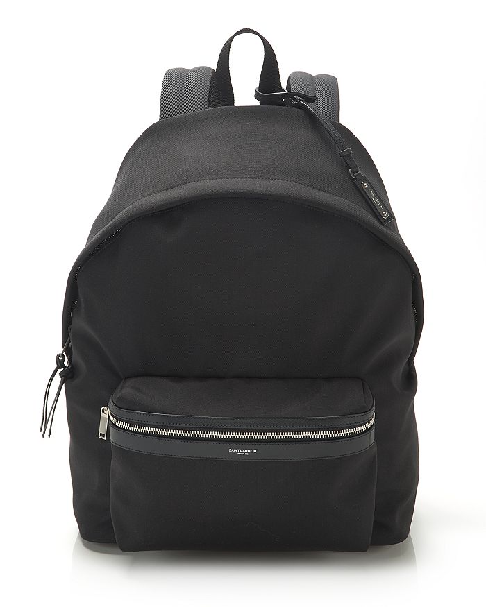 city backpack in canvas, nylon and leather