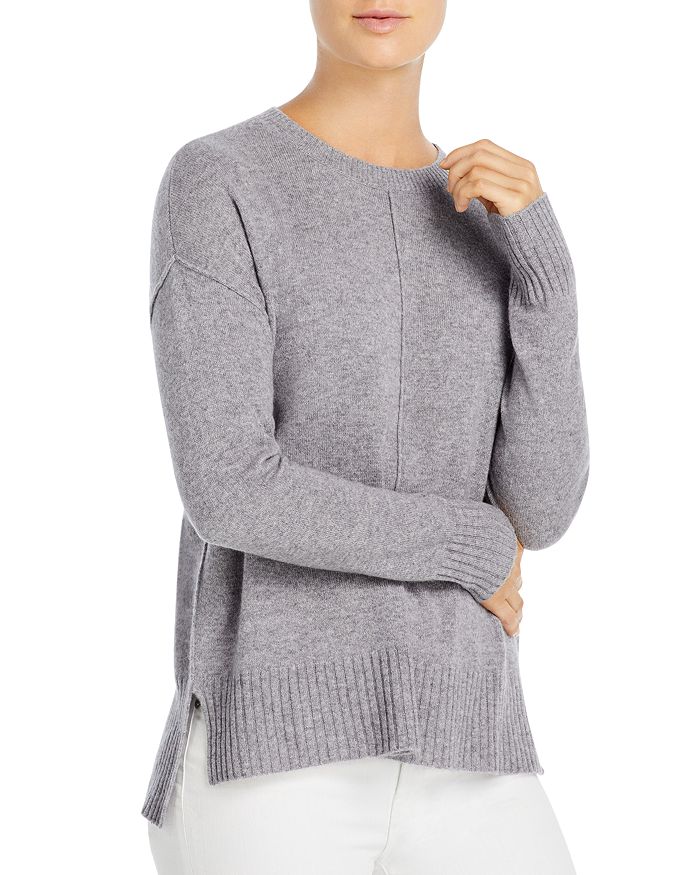 C By Bloomingdale's High/low Cashmere Crewneck Sweater - 100% Exclusive In Medium Gray