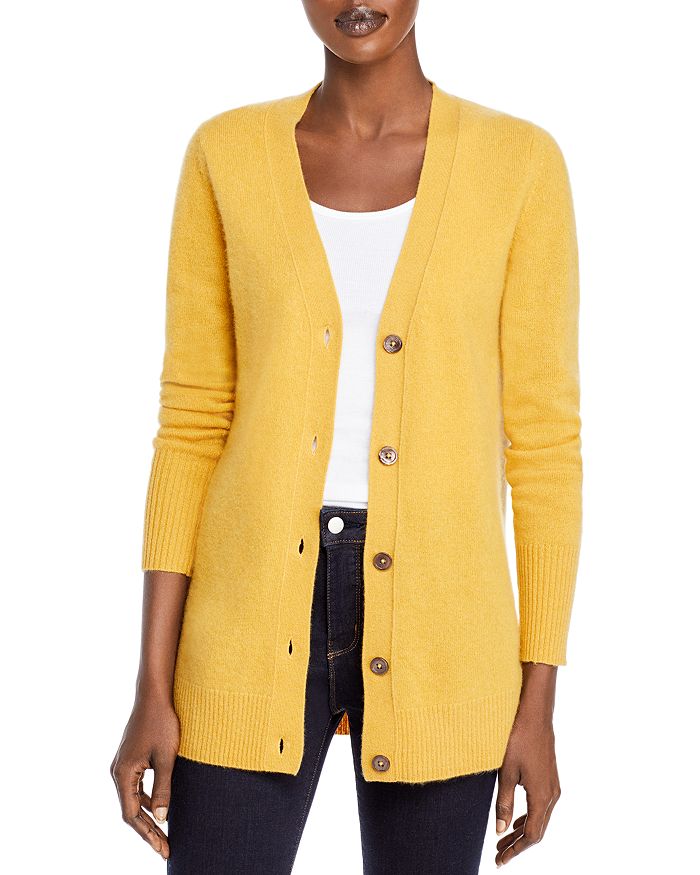 C By Bloomingdale's Cashmere Grandfather Cardigan - 100% Exclusive In Mustard