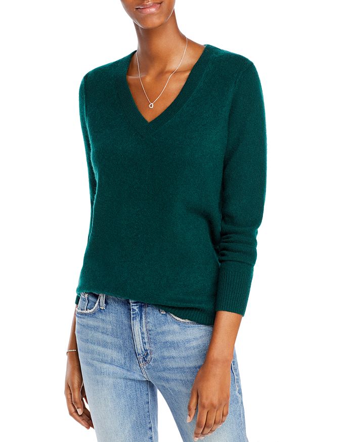 Aqua V-neck Cashmere Sweater - 100% Exclusive In Kale