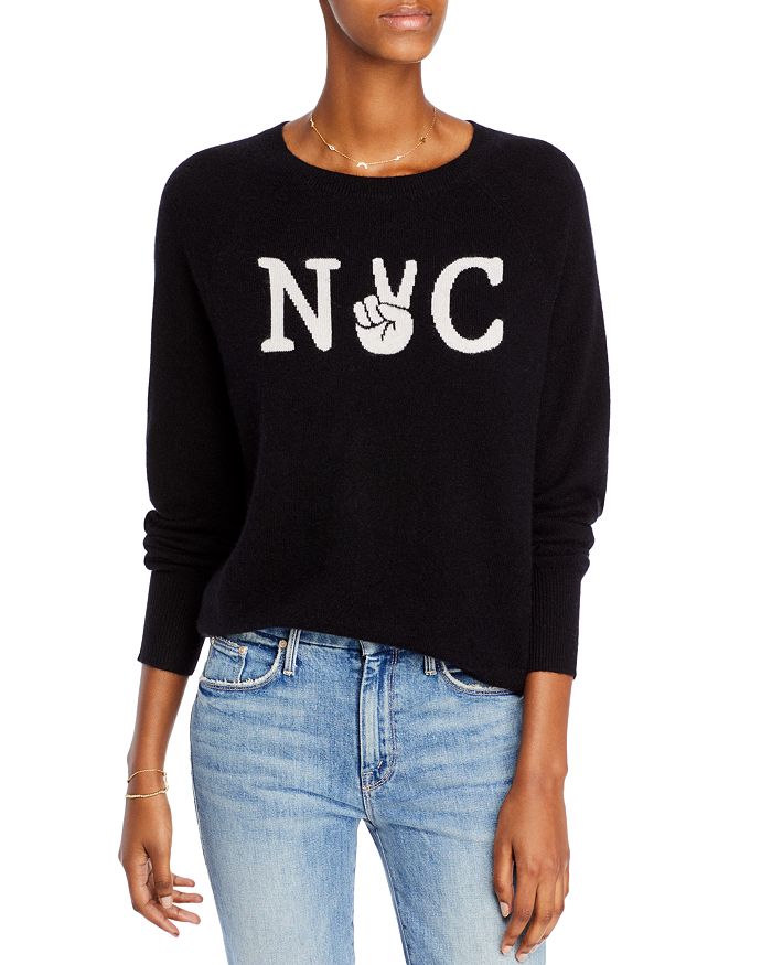 AQUA NYC Graphic Cashmere Sweater 100 Exclusive Bloomingdale s