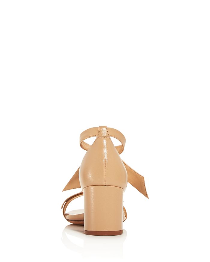 Alexandre Birman Clarita Bow-embellished Metallic Leather Sandals In Nude