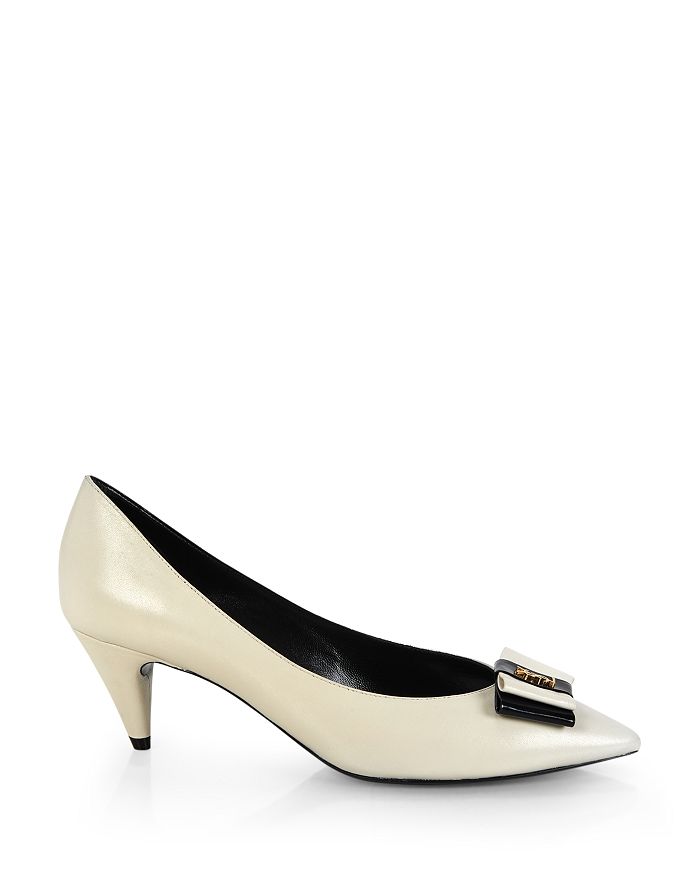 Saint Laurent Anais Pumps In Smooth Leather With Bow In White | ModeSens