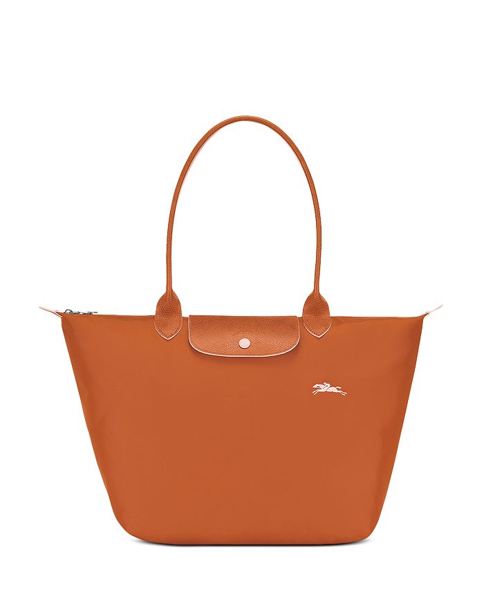 Longchamp Le Pliage Club Large Shoulder Tote In Rust/silver