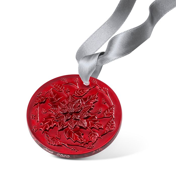 Lalique Poinsettia Christmas Ornament 2020, Red