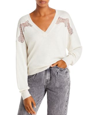 IRO Alto Merino Wool Lace Trim Sweater Bloomingdale's