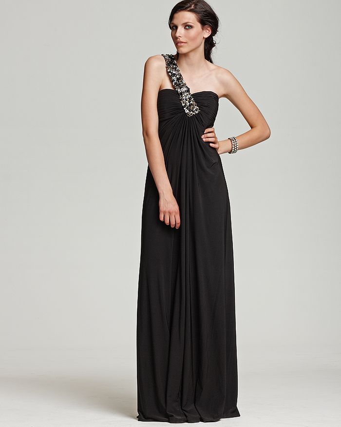 Mignon - Mignon One Shoulder Embellished Matte Jersey Gown