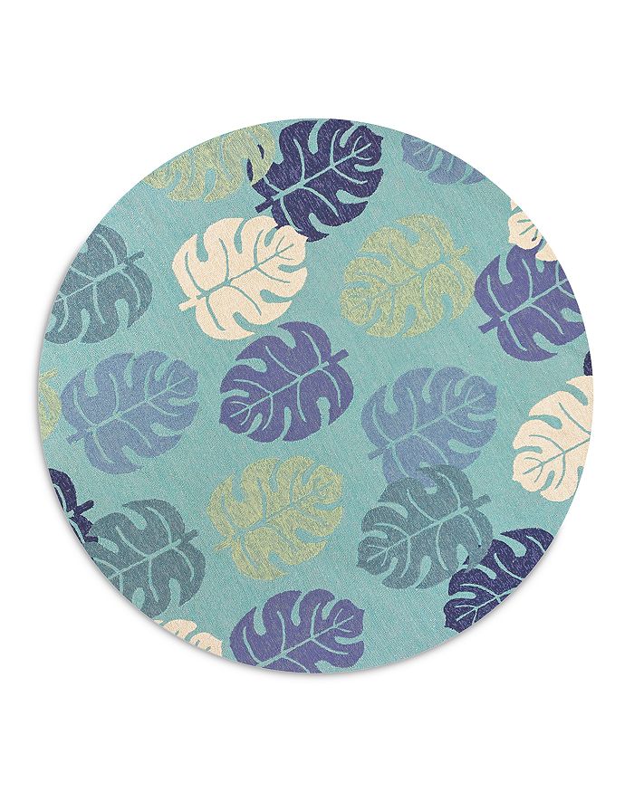Kas Harbor Palms Round Area Rug, 7'6 X 7'6 In Blue