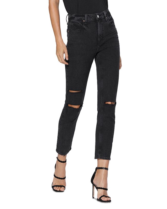 PAIGE SARAH RIPPED SLIM LEG JEANS IN BLACK ACE DESTRUCTED,5673B80-8123