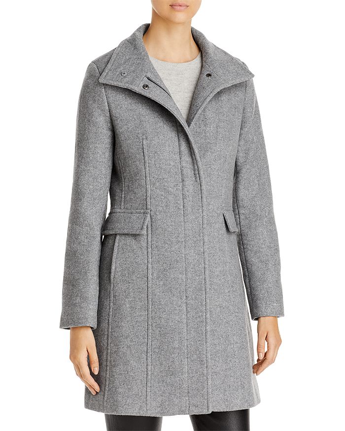 Calvin Klein Petite Stand Collar Walker Coat, Created For Macy's In Gray |  ModeSens
