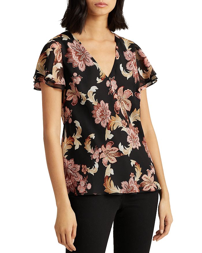 Lauren ralph lauren flutter sleeve top Clearance