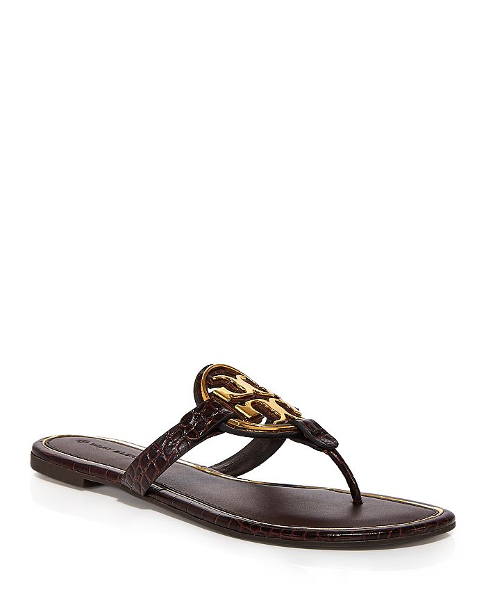 TORY BURCH Women's Metal Miller Leather Thong Sandals,76727