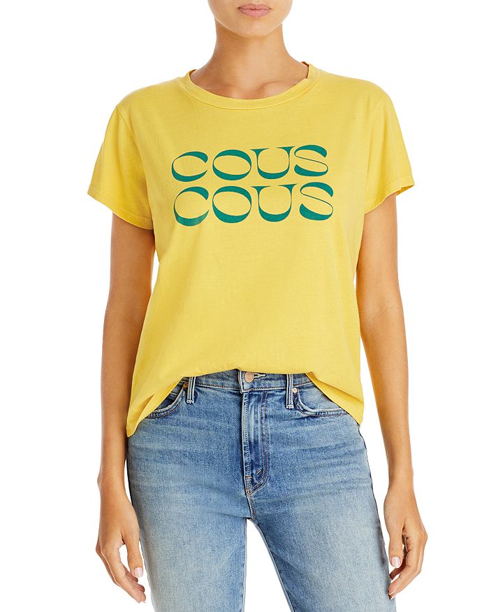 Mother The Boxy Goodie Goodie Tee In Coy Yolk Yellow Cous Cous
