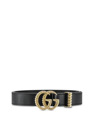 GUCCIベルト【レディース】 GGマーモント〕シャイニーバックル レザー ベルトブラック