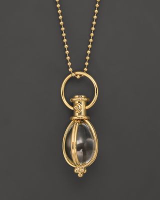 Oval Crystal Amulet in 18K Yellow Gold