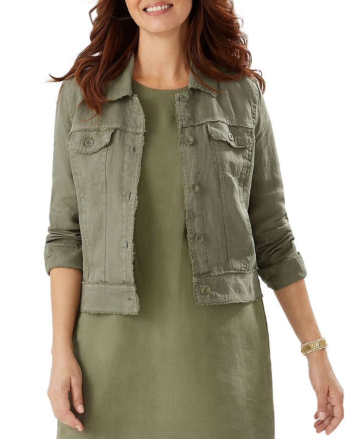Tommy Bahama Two Palms Raw-edge Linen Jacket In Tea Leaf