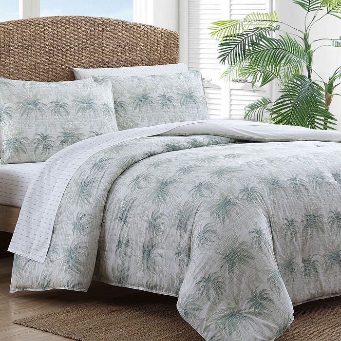 Tommy Bahama Distressed Palm Green Full/queen Comforter Set In Dark Green