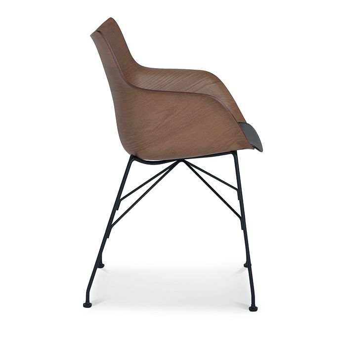 Shop Kartell Q Slatted Ash Dining Chair In Dark Wood/painted Steel Legs