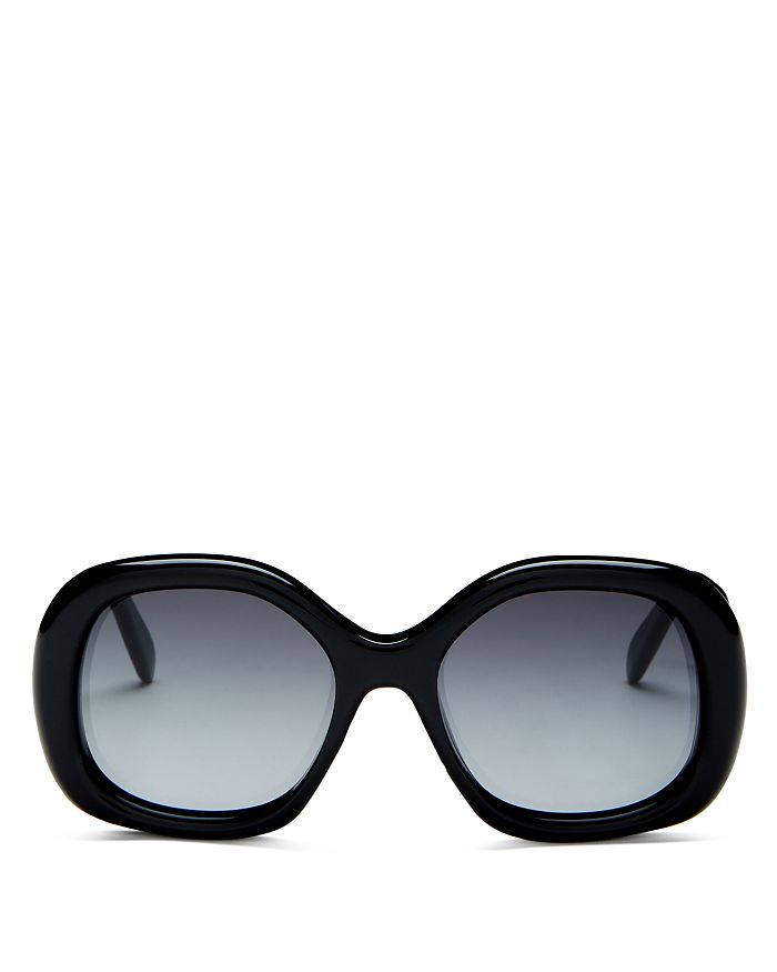 Celine Women's Round Sunglasses, 55mm In Shiny Black  / Gradient Smoke