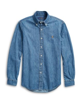 Classic Fit Long Sleeve Denim Cotton Button Down Shirt