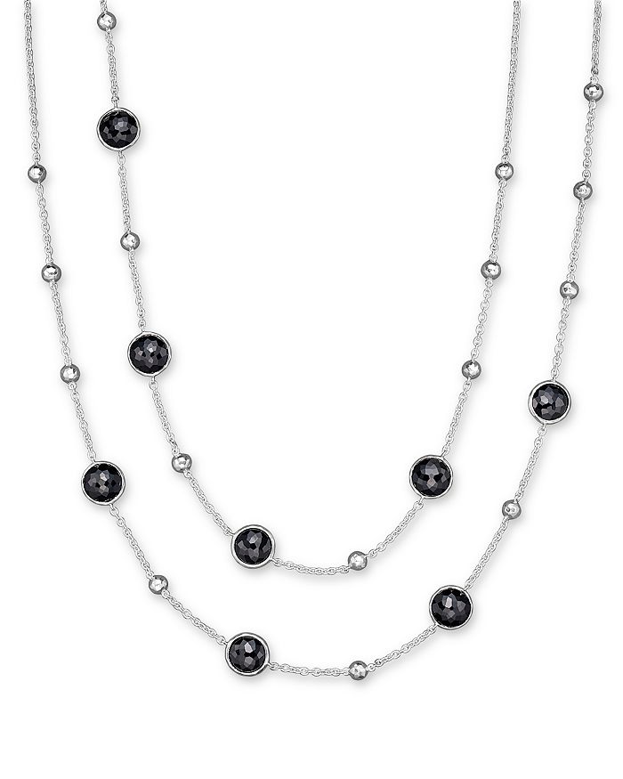 IPPOLITA STERLING SILVER ROCK CANDY MINI LOLLIPOP AND BALL NECKLACE IN BLACK ONYX,SN143NX