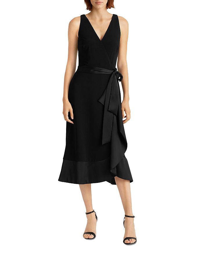 Ralph Lauren Lauren  Ruffle Trim Jersey Dress In Black