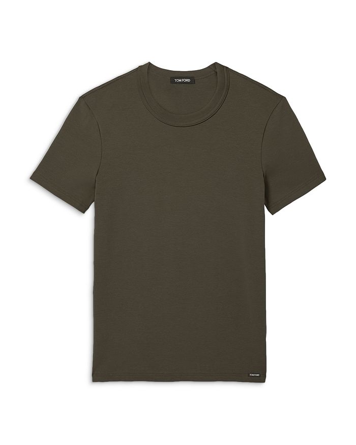 Tom Ford Cotton Blend Crewneck Tee In Military Green