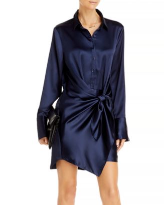 AQUA Tie-Front Long Sleeve Dress - 100% Exclusive Women - Bloomingdale's