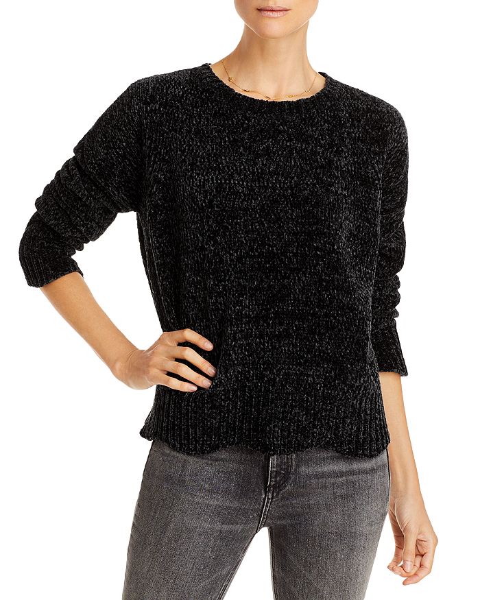 Aqua Scallop Edge Chenille Sweater - 100% Exclusive In Black