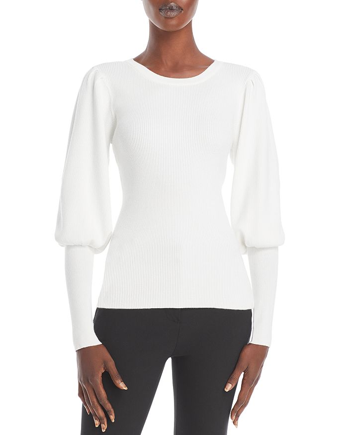 MILLY Ribbed Balloon Sleeve Top | Bloomingdale's