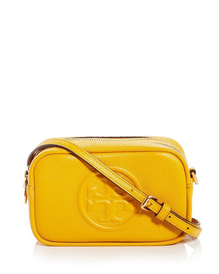 Tory Burch Perry Bombe Mini Leather Crossbody In Daylily/gold