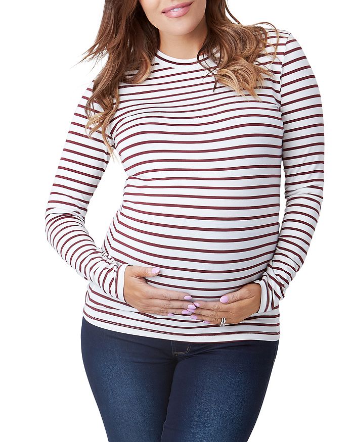 Nom Maternity Liv Maternity T-shirt In Russet Stripe