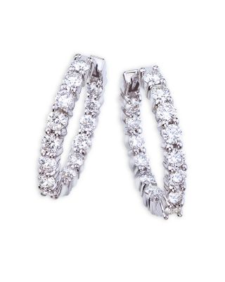 Roberto Coin - 18K White Gold Perfect Diamond Inside Out Small Hoop Earrings