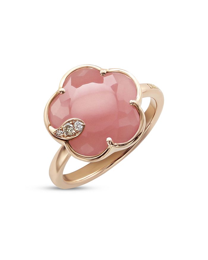 PASQUALE BRUNI 18K ROSE GOLD PETIT JOLI PINK CHALCEDONY & DIAMOND RING,16116R