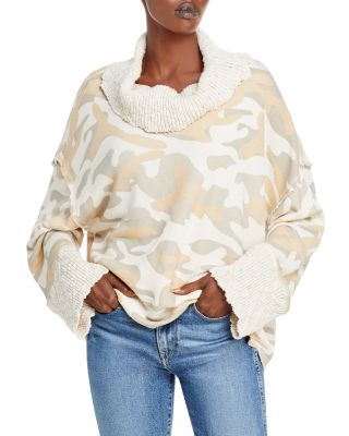 camo cowl neck sweater