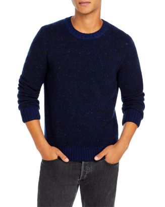 Dinin Crewneck Sweater in Donegal Wool-Cashmere Navy Multi - Theory Men
