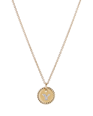 DAVID YURMAN CABLE COLLECTIBLES INITIAL PENDANT WITH DIAMONDS IN GOLD ON CHAIN, 16-18,N08792 88ADI18Y