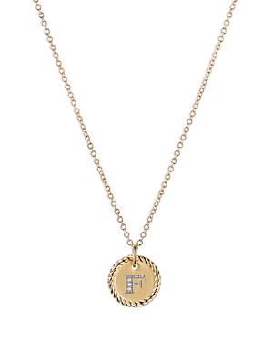 DAVID YURMAN CABLE COLLECTIBLES INITIAL PENDANT WITH DIAMONDS IN GOLD ON CHAIN, 16-18,N08792 88ADI18F