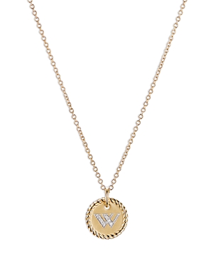 David Yurman Cable Collectibles Initial Pendant With Diamonds In Gold On Chain, 16-18