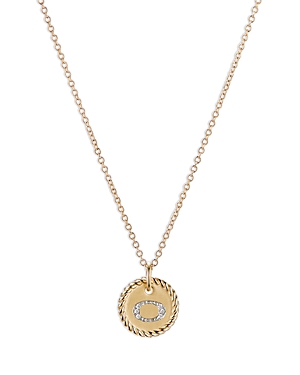 DAVID YURMAN CABLE COLLECTIBLES INITIAL PENDANT WITH DIAMONDS IN GOLD ON CHAIN, 16-18,N08792 88ADI18O