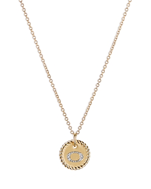 David Yurman Cable Collectibles Initial Pendant With Diamonds In Gold On Chain, 16-18