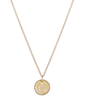 DAVID YURMAN CABLE COLLECTIBLES INITIAL PENDANT WITH DIAMONDS IN GOLD ON CHAIN, 16-18,N08792 88ADI18G
